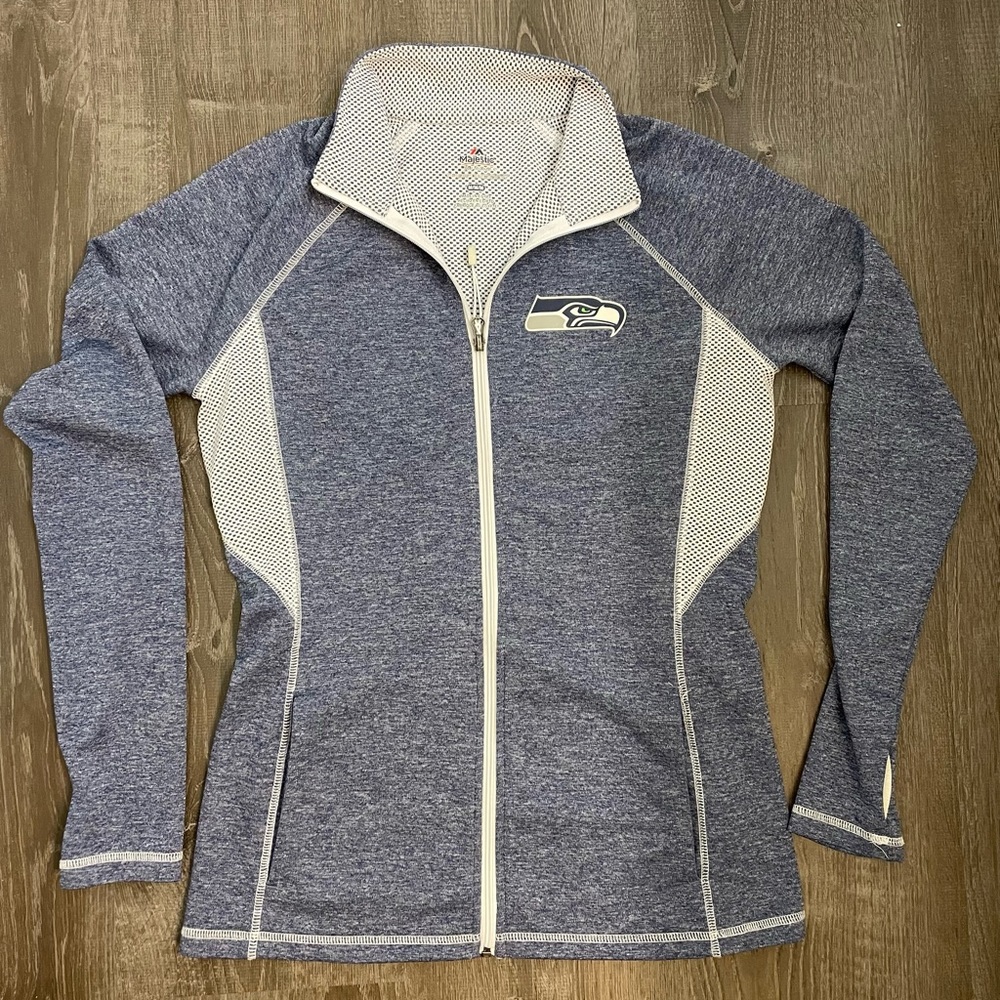 Womens Seattle Seahawks mock neck full zip lightweight jacket, sz M
